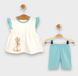 Бебешки Комплект 2 Части Fashion Bunny 62 92 См. Екрю Аква Rainy