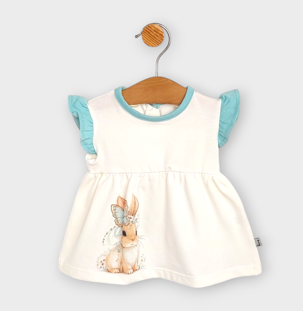 Бебешки Комплект 2 Части Fashion Bunny 62 92 См. Екрю Аква Rainy