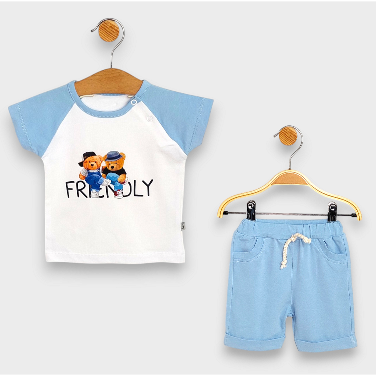 Бебешки Комплект 2 Части Friendly 62 92 См. Бял Океан Rainy