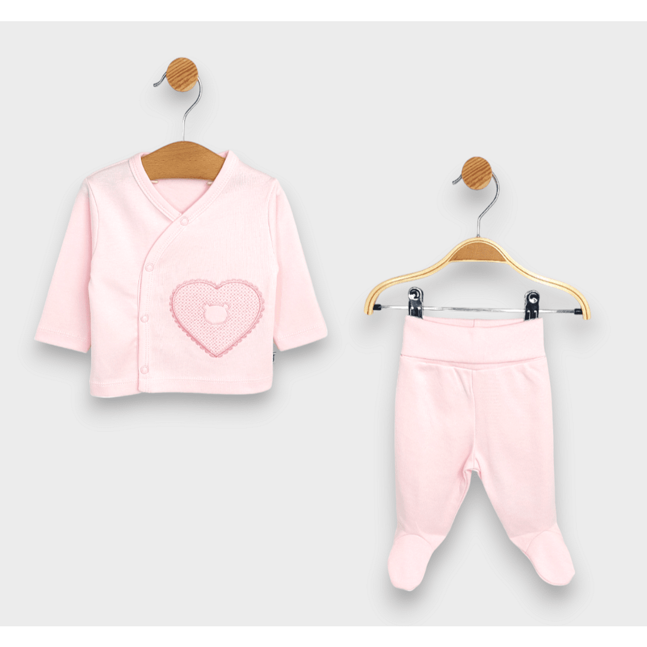 Rainy Бебешки Комплект 2 Части Сърце С Мече 48-62 См.