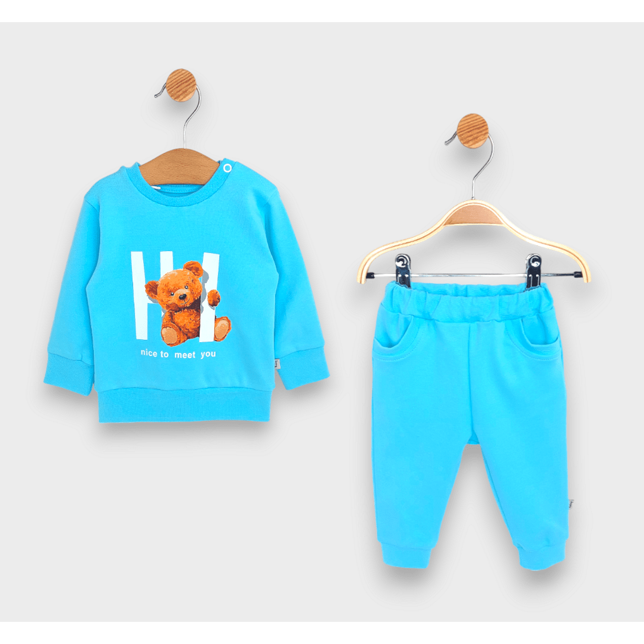 Бебешки Комплект От 2 Части Hi Bear 62 92 См. Тюркоаз Rainy