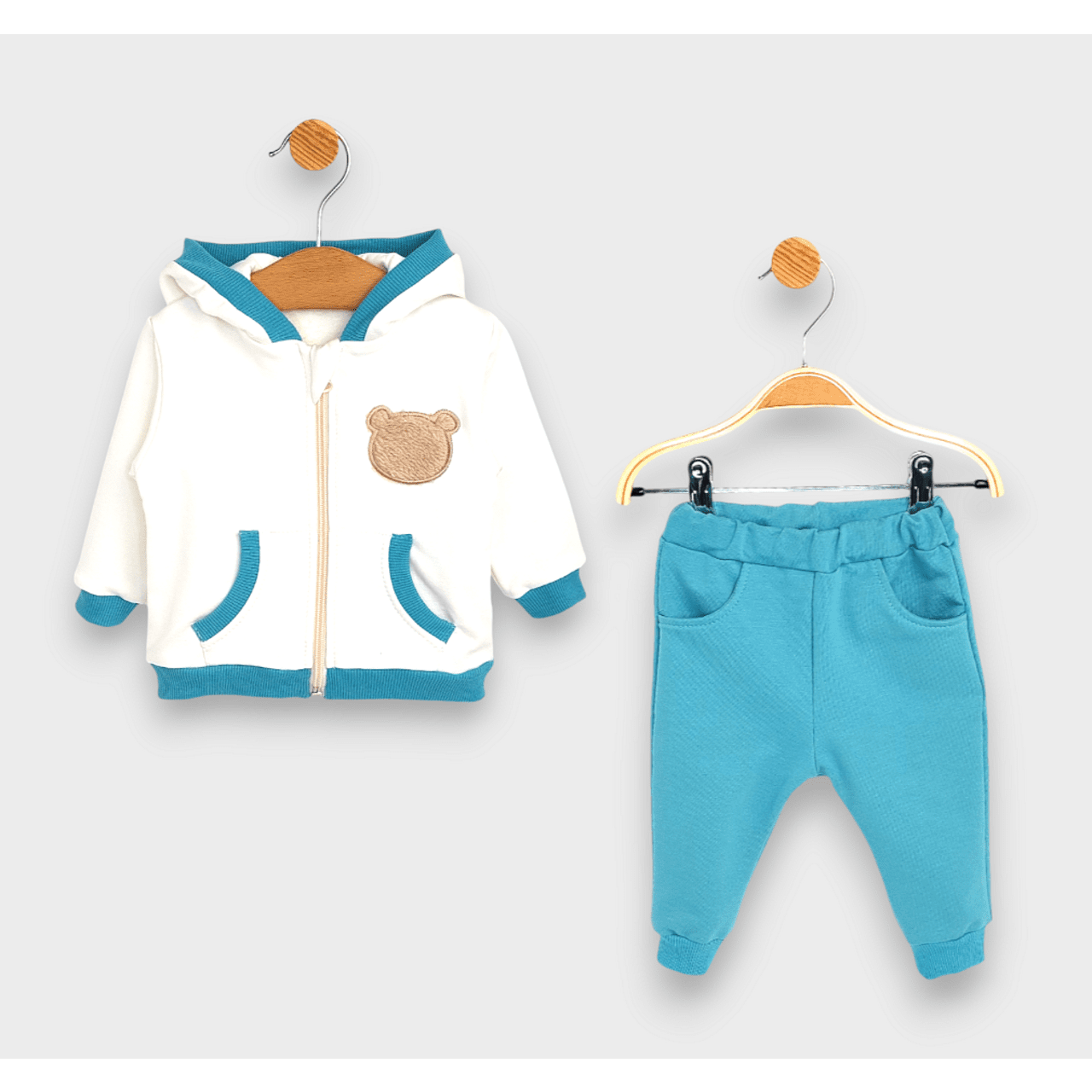 Set de 2 ursuleți de pluș Rainy Baby 62-92 cm. Ecru/Pin