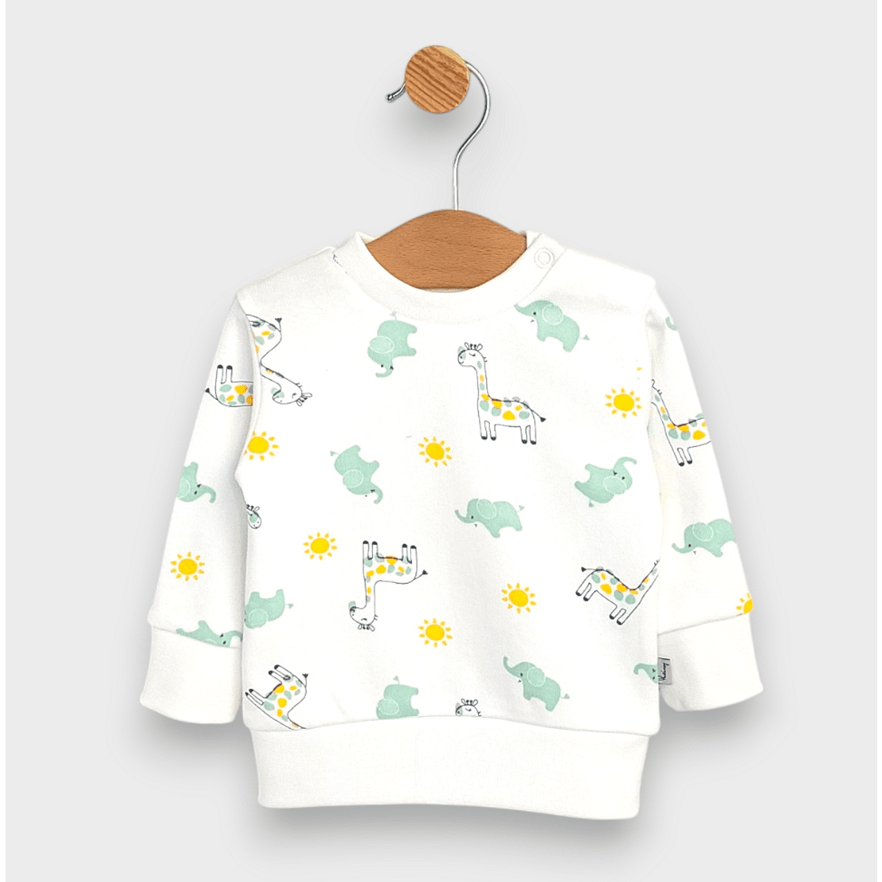 Set de 2 jucării Rainy Baby, model girafă și elefant, 62-92 cm, lemn de pin