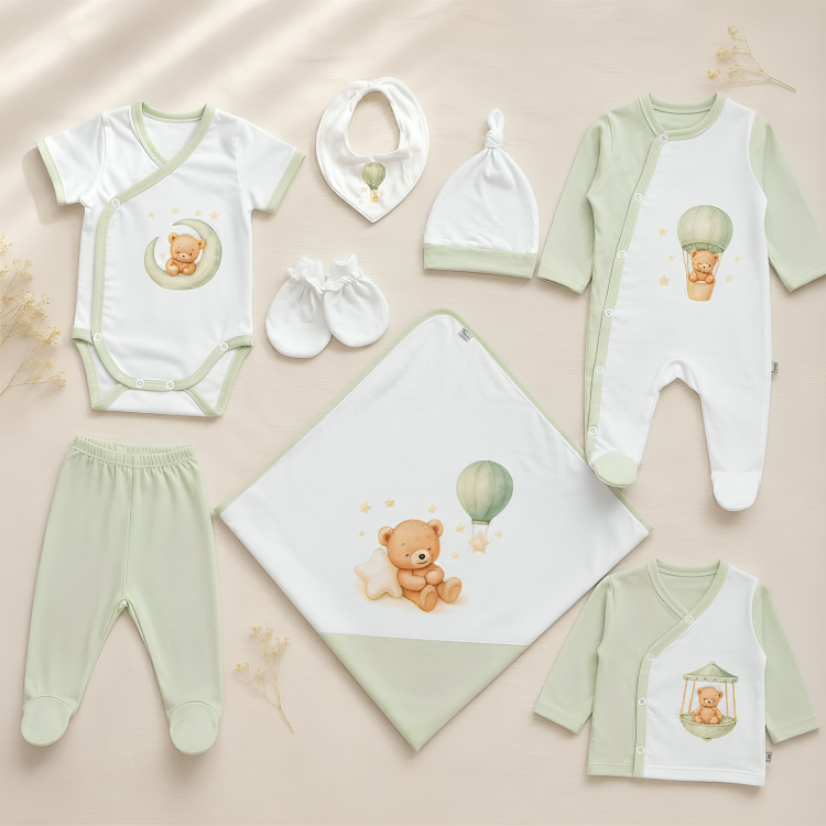 Бебешки Комплект За Изписване 8ч. Green Bear Rainy