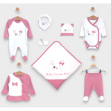 Set de scris Rainy Baby cu 8 piese Hello Cat Rose