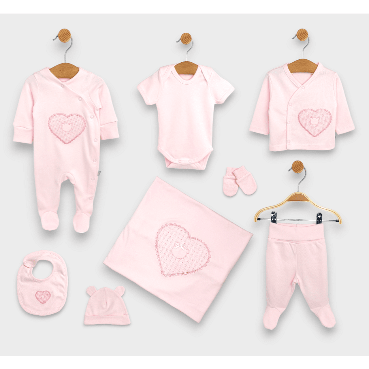 Set de scris Rainy Baby cu 8 piese, inimă și ursuleț de pluș, vară