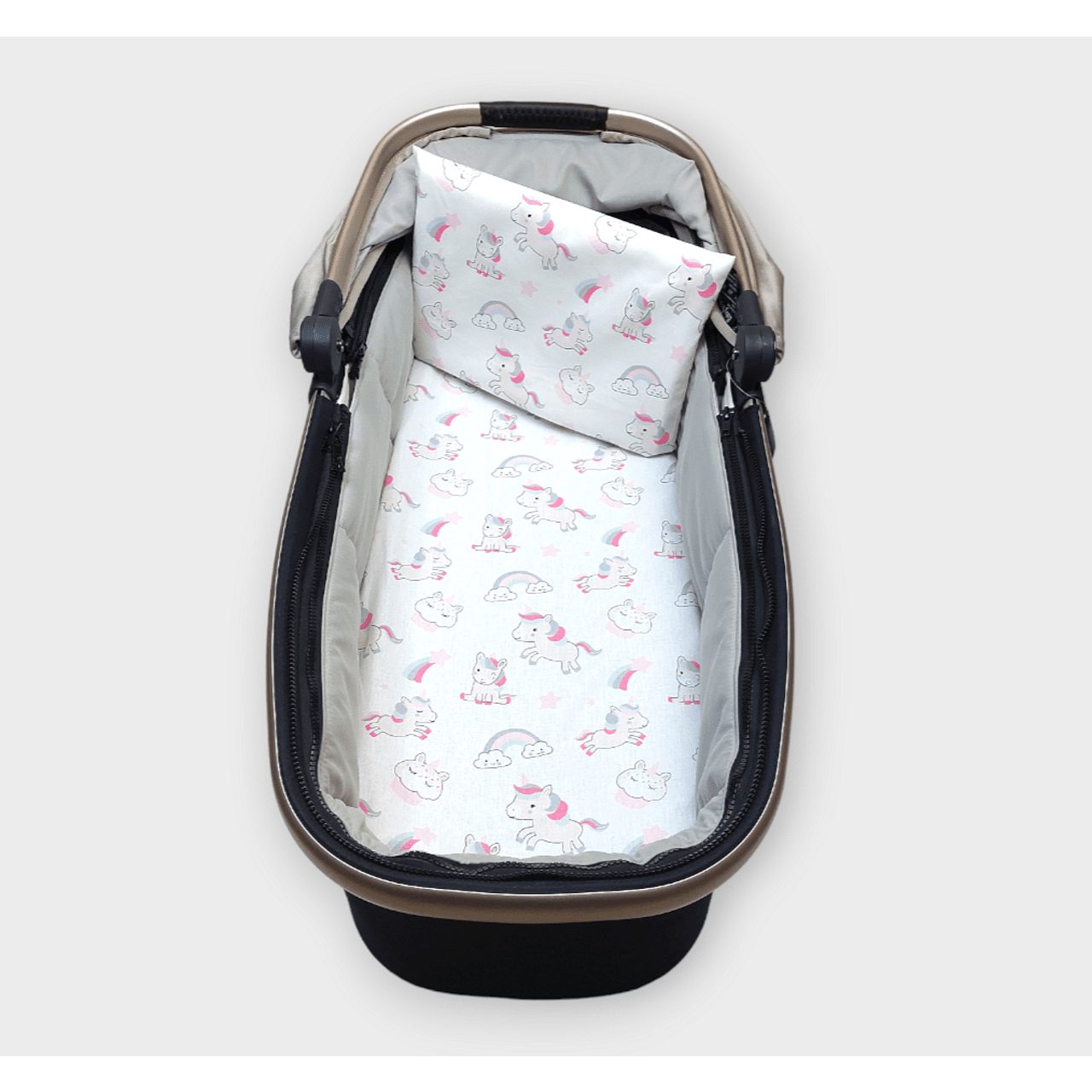 Rainy Бебешки комплект за количка 2 части Еднорог розов