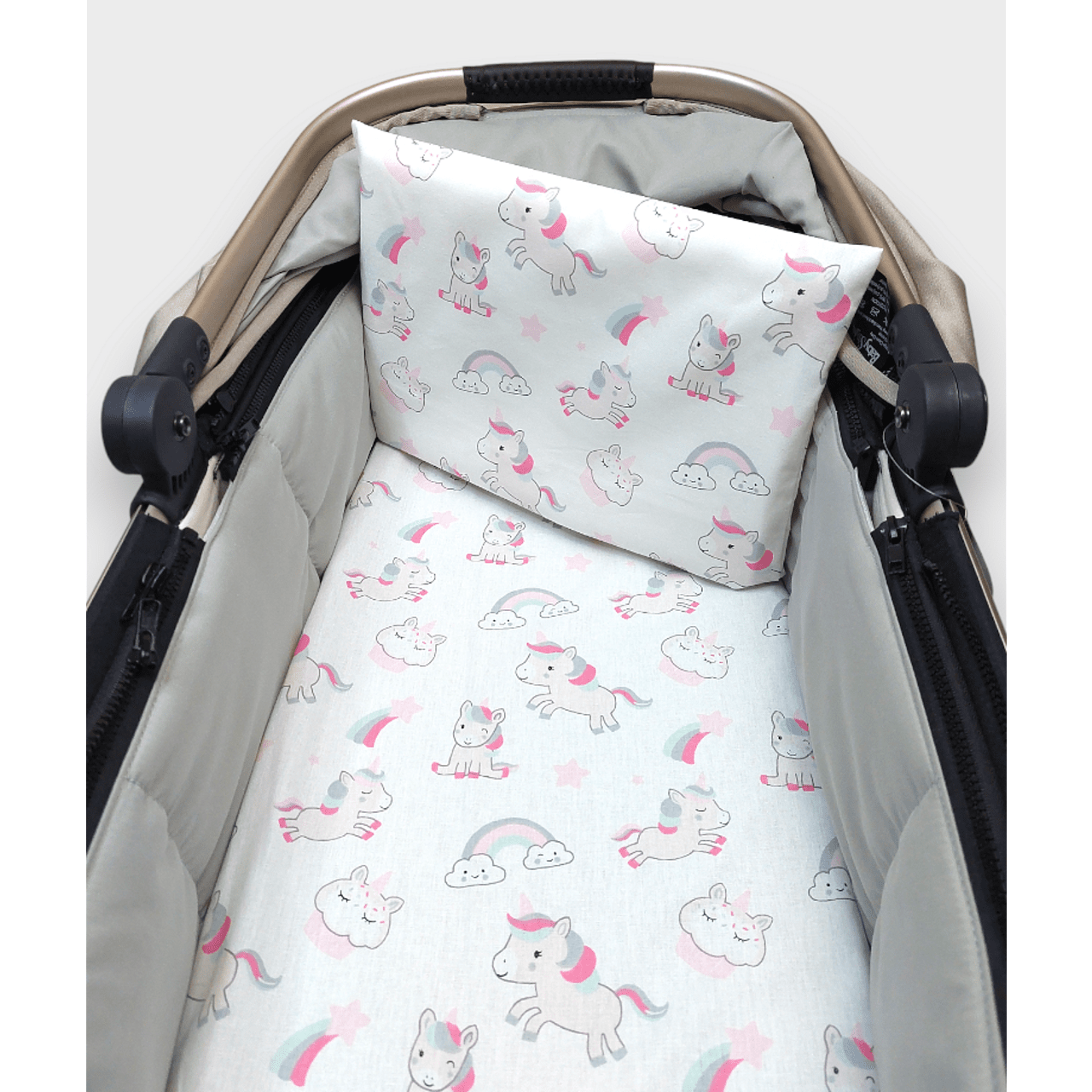 Rainy Бебешки комплект за количка 2 части Еднорог розов