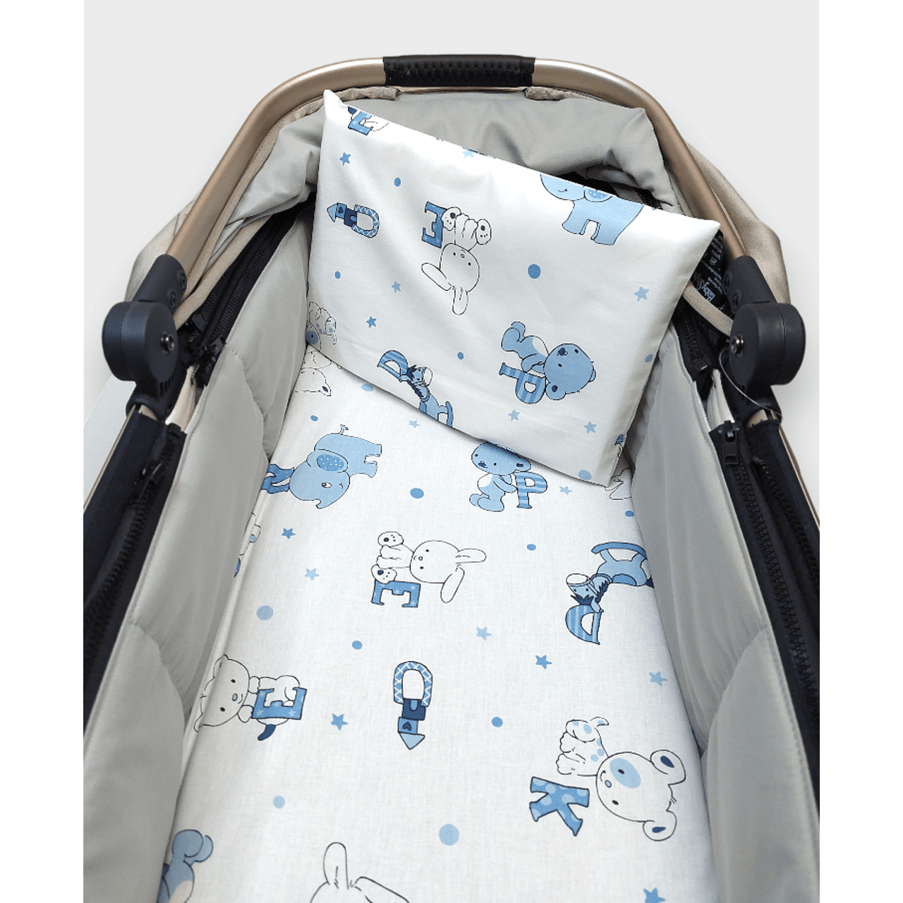 Rainy Бебешки комплект за количка 2 части Мече с букви син