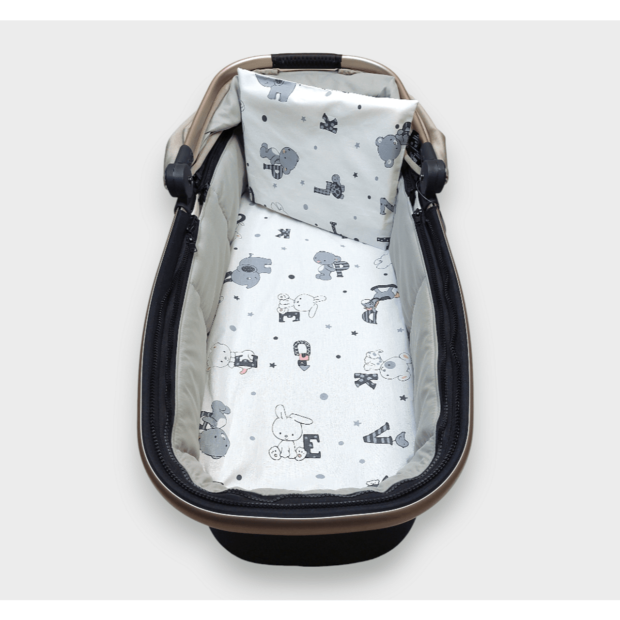 Set cărucior Rainy Baby 2 piese ursuleț de pluș cu litere gri