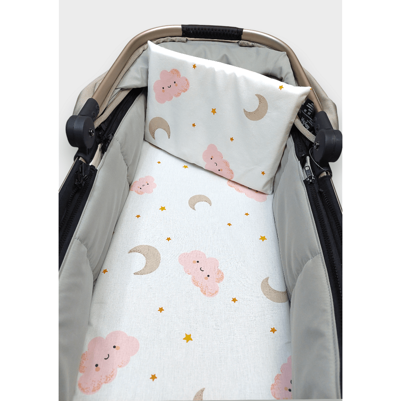 Set cărucior Rainy Baby 2 piese, nori roz