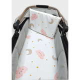 Set cărucior Rainy Baby 2 piese, nori roz