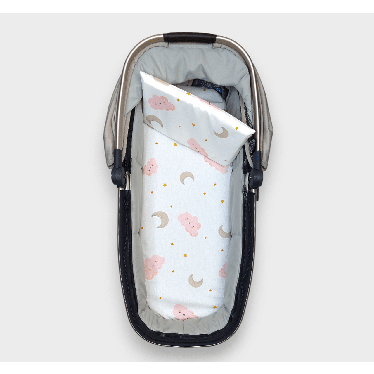 Set cărucior Rainy Baby 2 piese, nori roz