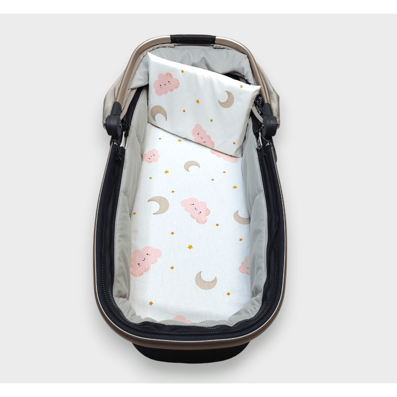 Set cărucior Rainy Baby 2 piese, nori roz