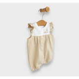 Salopetă premium Rainy pentru bebeluși, din in, cu aripioare, 56-80 cm, cu flori