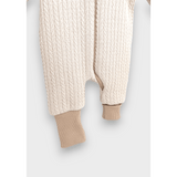 Salopetă tricotată pentru bebeluși cu glugă și fermoar,