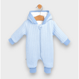 Salopetă tricotată Rainy Baby cu fermoar și glugă 56 - 80 cm. Albastră
