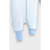 Salopetă tricotată Rainy Baby cu fermoar și glugă 56 - 80 cm. Albastră