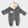 Salopetă de pluș de iarnă cu glugă, model Rainy Baby, gri închis
