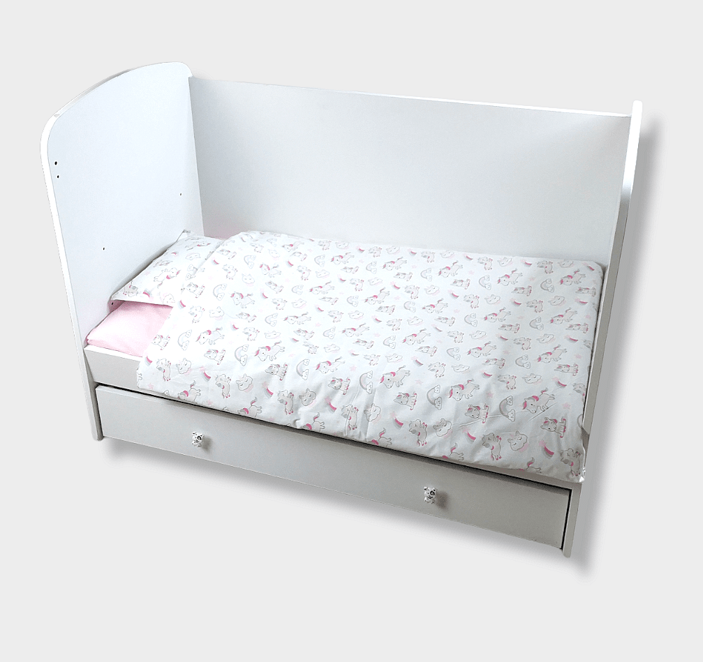 Rainy Бебешки спален комплект 3 части 70х140 см. Еднорог розов