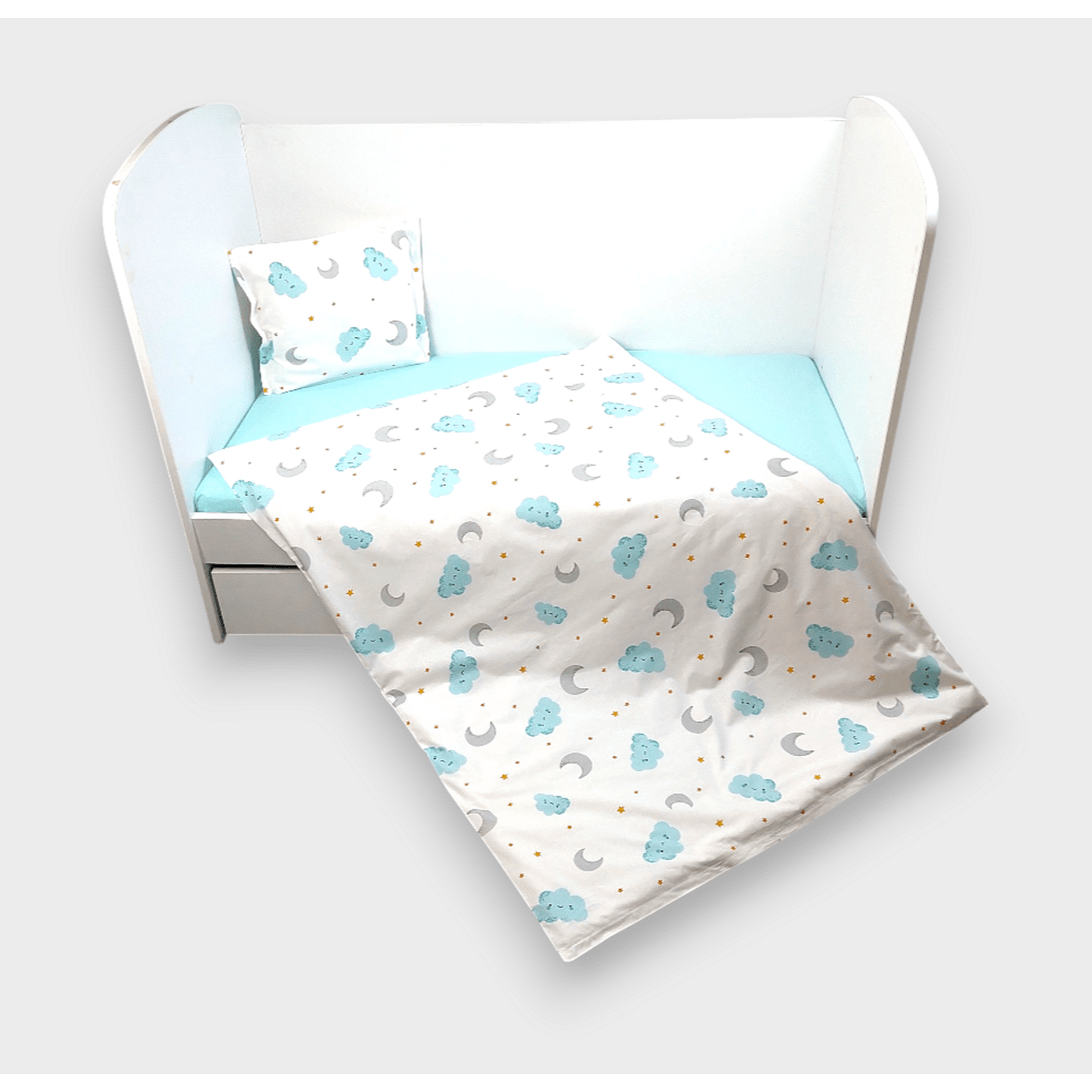 Бебешки Спален Комплект 3 Части 60х120 См. Резедави Облаци Rainy