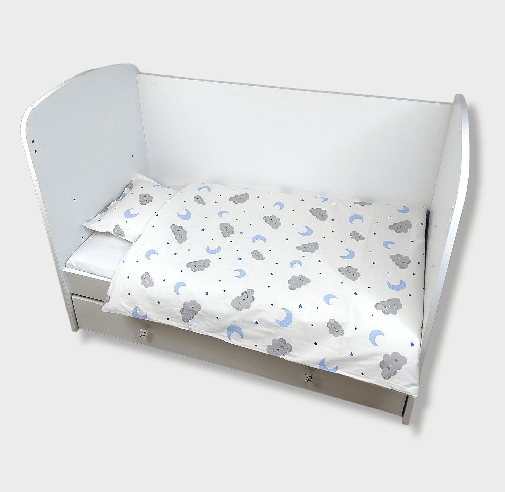 Rainy Бебешки Спален Комплект 3 Части 60Х120 См. Сиви Облаци