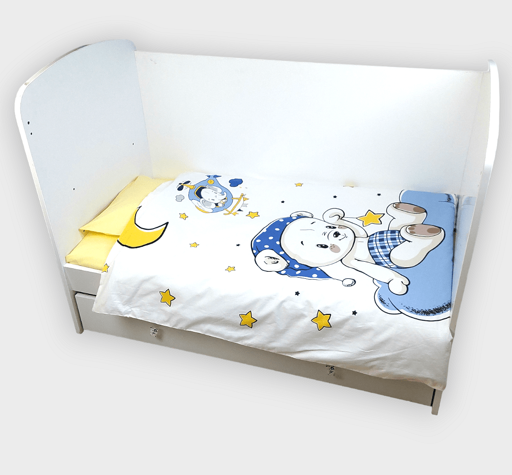 Rainy Бебешки Спален Комплект 3 Части 60Х120 См. Синьо Мече