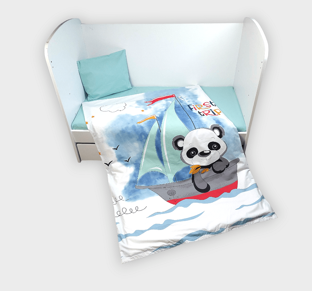 Rainy Бебешки Спален Комплект 3 Части 60Х120 См. Мече Със Сърф