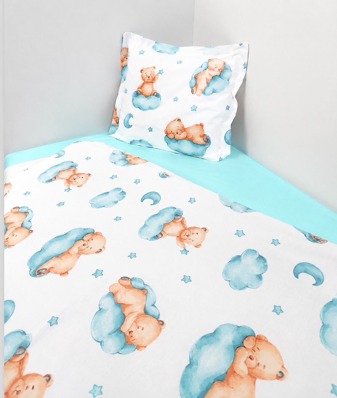 Бебешки Спален Комплект 3 Части 70х140 См. Мече На Облак Резеда Rainy