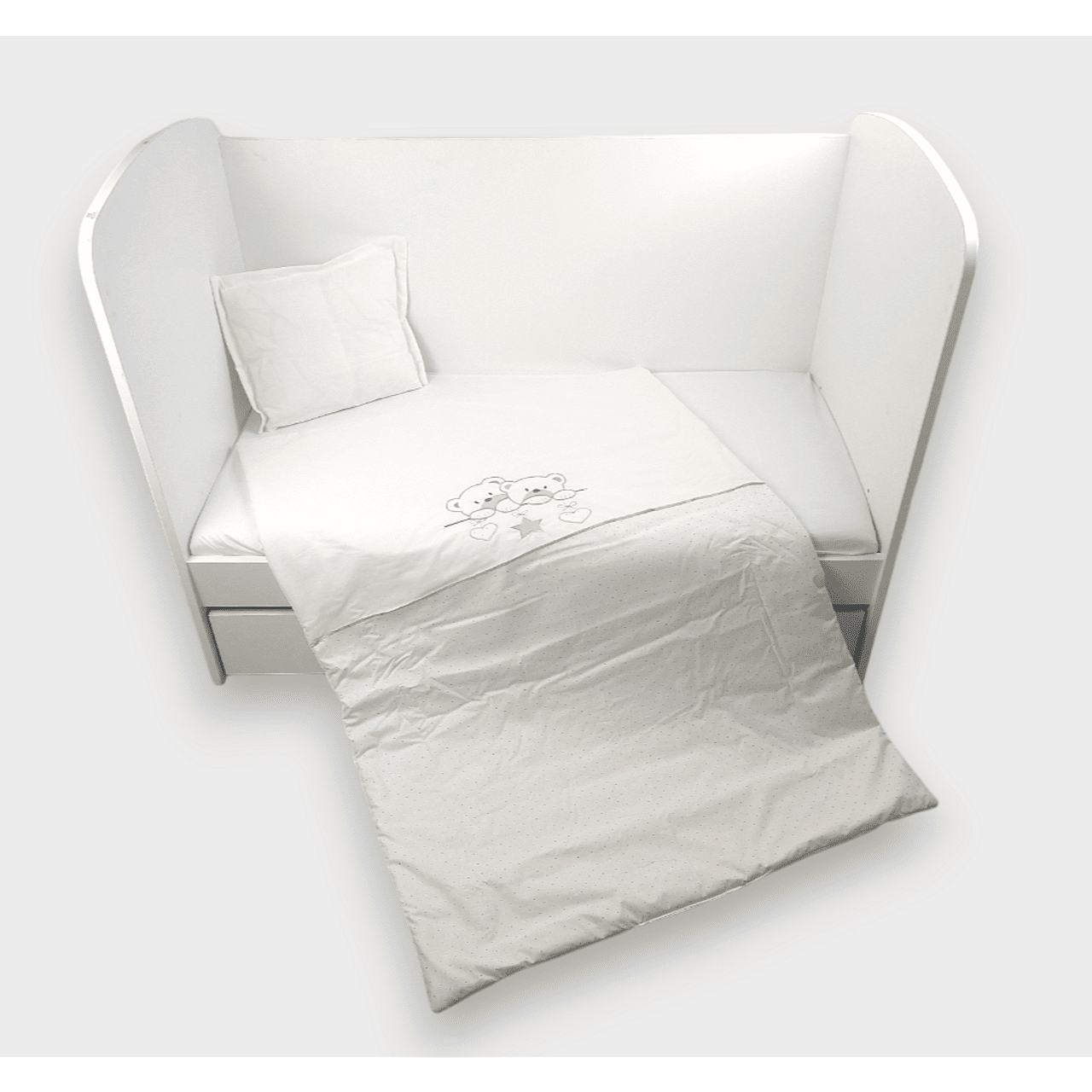 Set de lenjerie de pat Rainy Baby 3 piese 70x140 cm. Ursuleți stele ecru