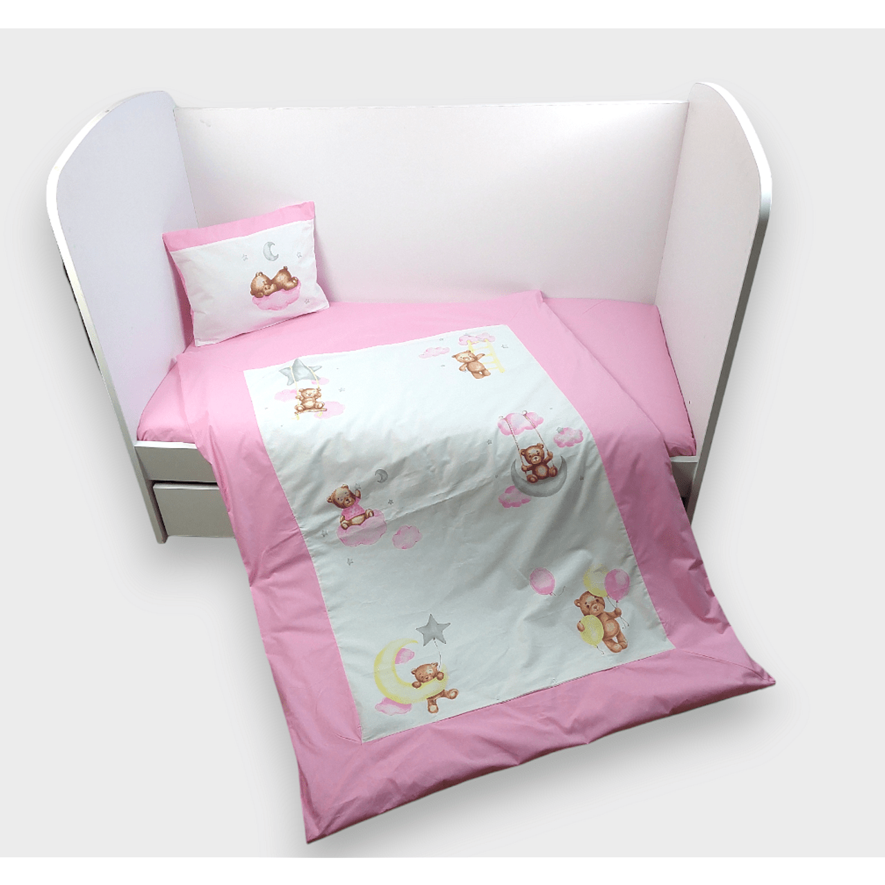 Set de lenjerie de pat Rainy Baby 3 piese, ursuleț, mărime universală, roz