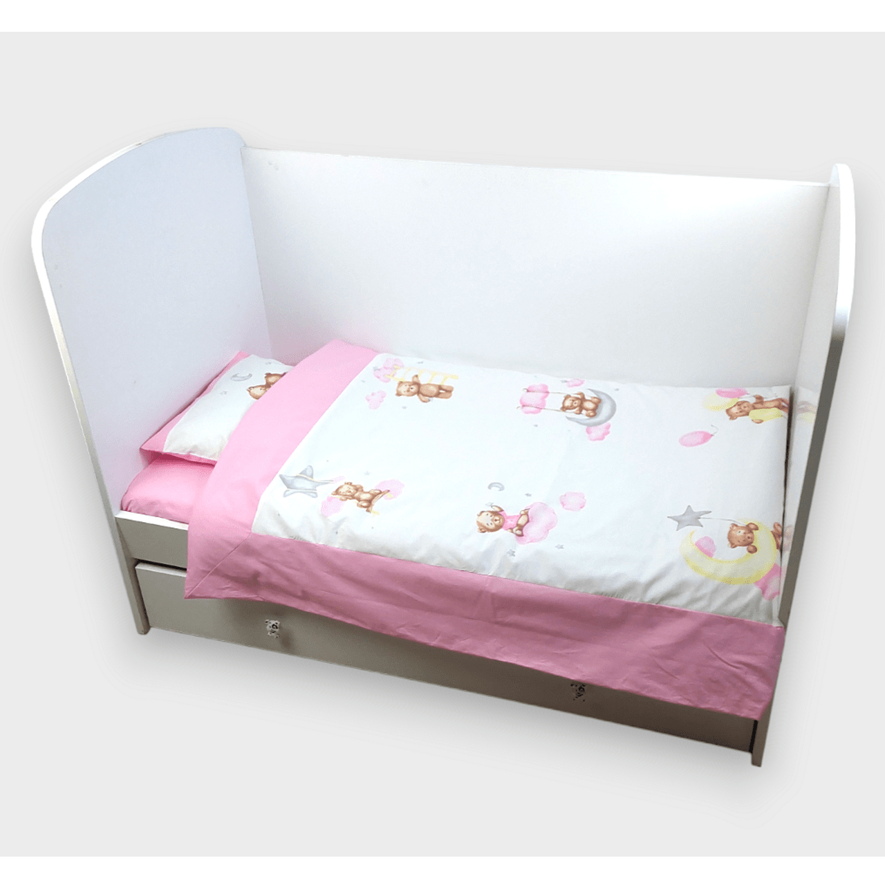 Set de lenjerie de pat Rainy Baby 3 piese, ursuleț, mărime universală, roz