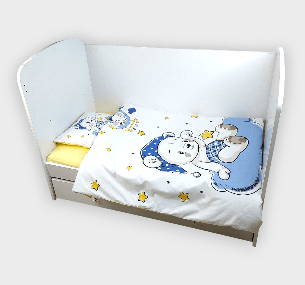 Rainy Бебешки Спален Комплект 5 Части 70Х140 См. Синьо Мече