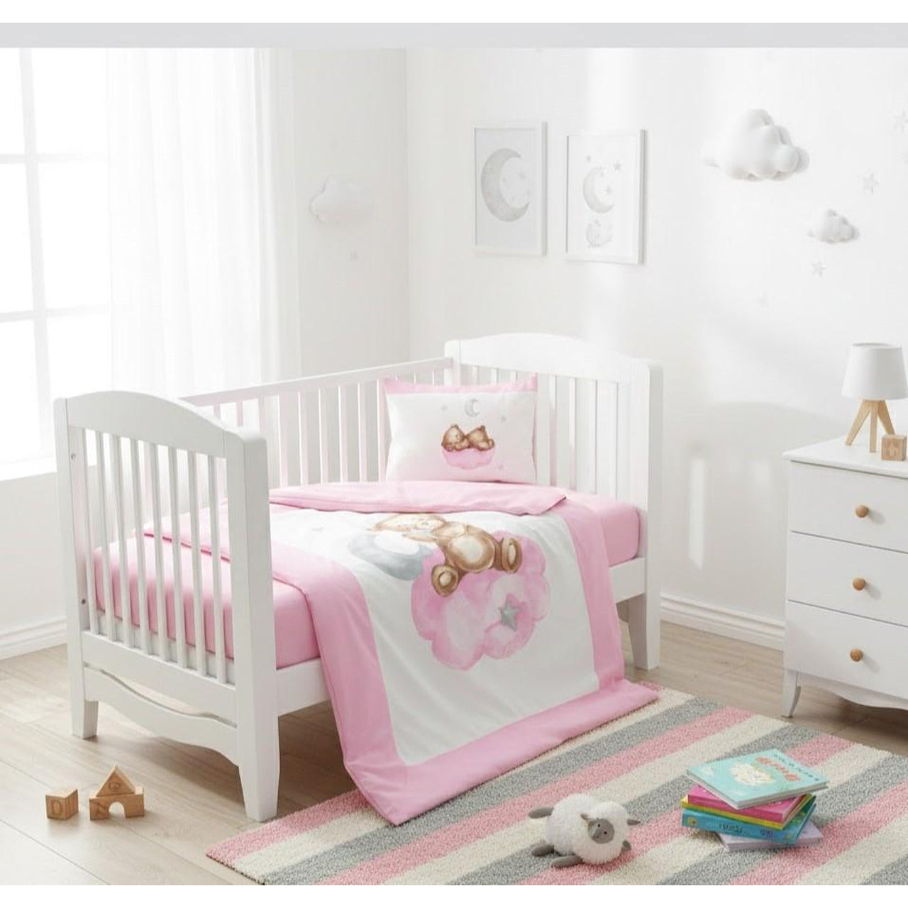 Бебешки Спален Комплект 5 Части Baby Bear One Size Розов Rainy