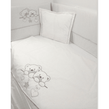 Set de lenjerie de pat Rainy Baby 5 piese cu protecție 60x120 cm. Ursuleți stele ecru