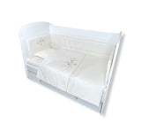 Set de lenjerie de pat Rainy Baby 5 piese cu protecție 70x140 cm. Ursuleți stele ecru