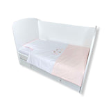 Set de lenjerie de pat Rainy Baby 4 piese 60x120 cm. Ursuleți stele roz