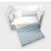 Set de lenjerie de pat pentru bebeluși Rainy, 5 piese, cu bară de protecție, 60x120 cm, model ursuleți stele, albastru