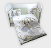 Set de lenjerie de pat pentru bebeluși Rainy Baby, 6 piese, 60x120 cm. Ursuleț gri cu umbrelă
