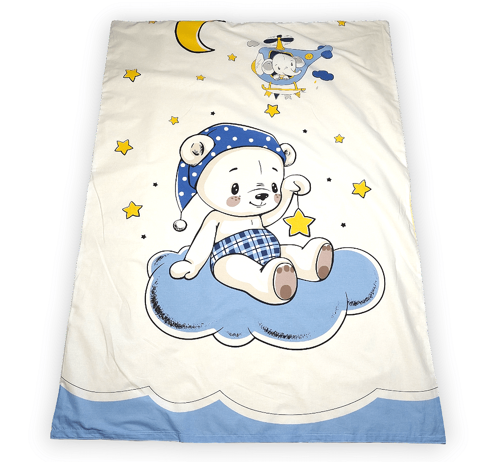 Rainy Бебешки Спален Комплект 6 Части 65Х110 См. Синьо Мече