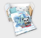 Rainy Бебешки Спален Комплект 6 Части 65Х110 См. Мече Със Сърф