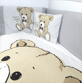 Rainy Бебешки Спален Комплект 6 Части 65Х110 См. Мече С Папионка