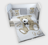 Set de lenjerie de pat Rainy Baby, 6 piese, 70x140 cm. Ursuleț de pluș cu papion