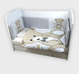 Set de lenjerie de pat Rainy Baby, 6 piese, 70x140 cm. Ursuleț de pluș cu papion