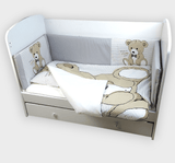 Set de lenjerie de pat Rainy Baby, 6 piese, 70x140 cm. Ursuleț de pluș cu papion