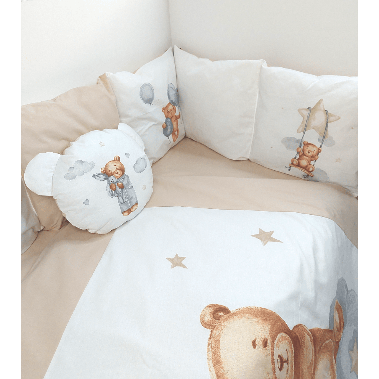 Бебешки Спален Комплект 7 Части Baby Bear One Size Бежов Rainy