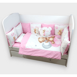 Set de lenjerie de pat Rainy Baby 7 piese, ursuleț, mărime universală, roz