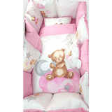 Set de lenjerie de pat Rainy Baby 7 piese, ursuleț, mărime universală, roz