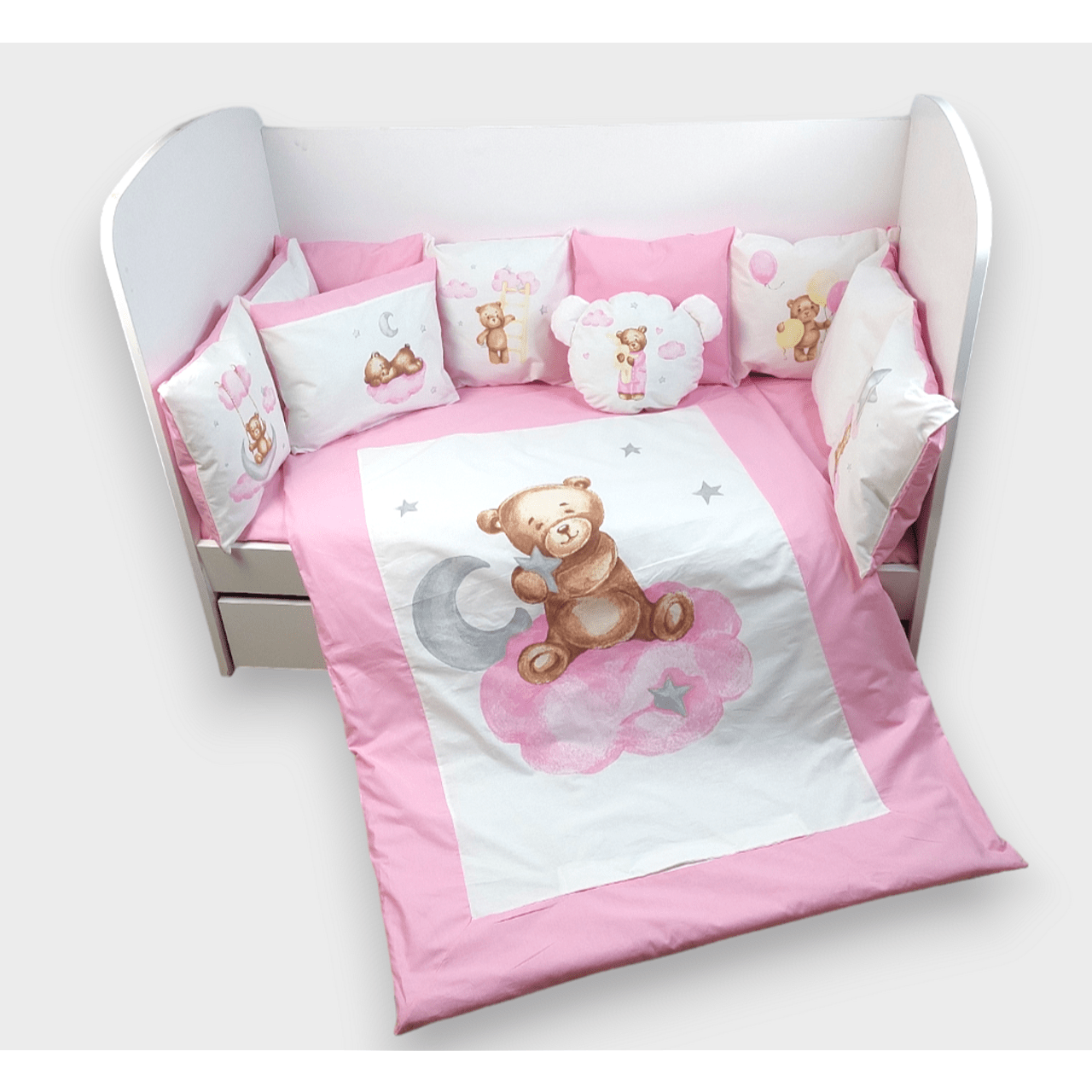 Бебешки Спален Комплект 7 Части Baby Bear One Size Розов Rainy