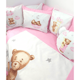 Set de lenjerie de pat Rainy Baby 7 piese, ursuleț, mărime universală, roz